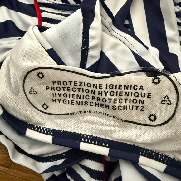 NWT -  Belsira Sexy Vintage Swimsuit Retro Look Stripes Pattern Blue White Red R - Picture 10 of 14